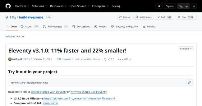 Eleventy v3.1.0 is now available — 11% faster and 22% smaller!